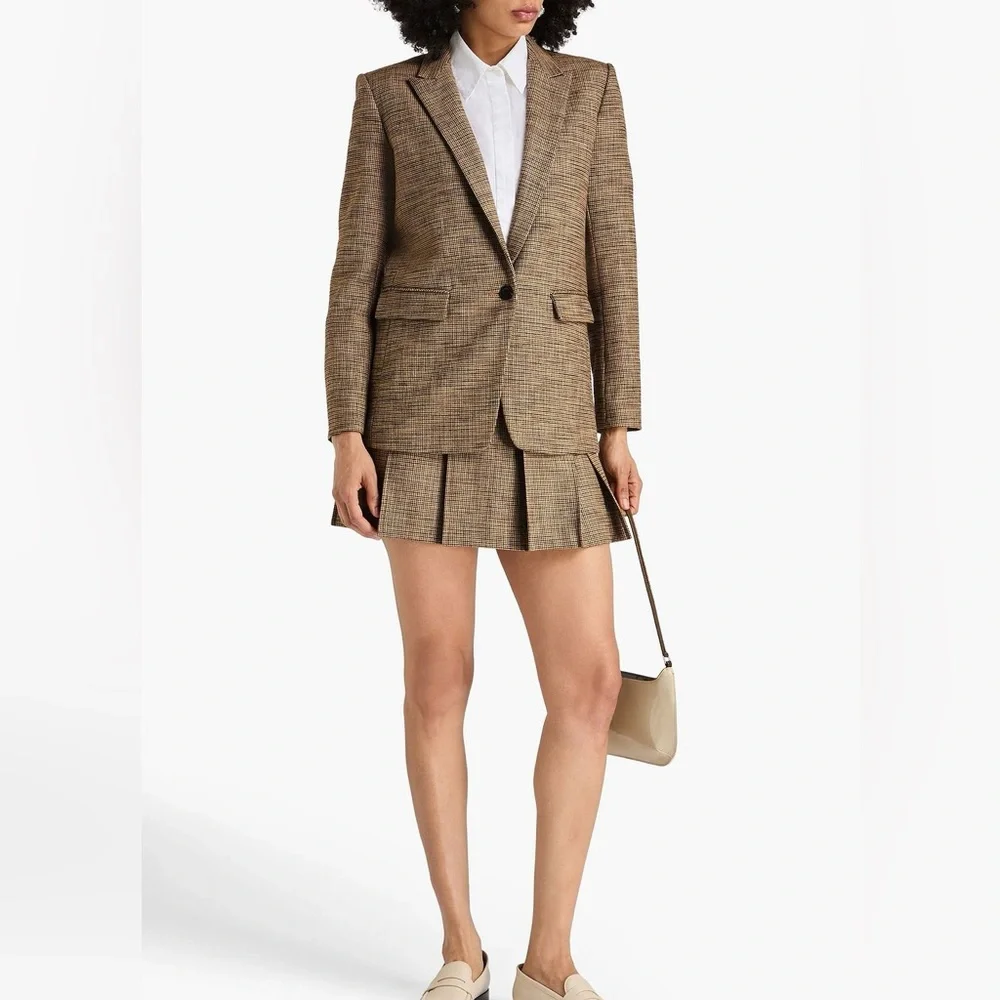 Sandro Beige Brown Houndstooth Blazer - Picture 1 of 8